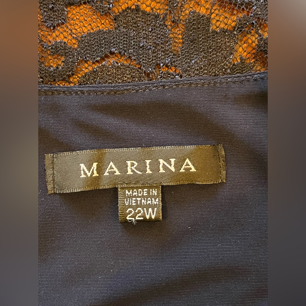 Marina evening formal dress. Cascade ruffle, lace sparkle bodice. Navy blue. 22 - Picture 11 of 16